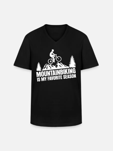 Mountainbike mountainbikere - Klassisk herre T-shirt med V-udskæring - sort