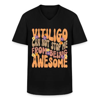 Journée mondiale du vitiligo - T-shirt col V Homme - noir - Devant - AI Model Male 178 dark (178cm)
