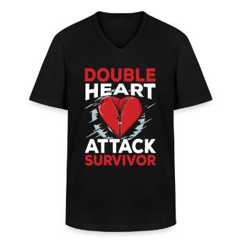 Doppelter Herzinfarkt Überlebender Herzanfall - Männer-T-Shirt mit V-Ausschnitt - Schwarz - Vorne - AI Model Male 178 dark (178cm)
