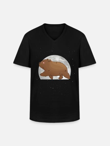 Wombat Moon - Men's V-Neck T-Shirt - black
