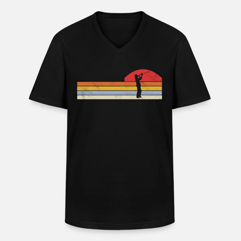 Posaune Musiker Blasmusik - Männer-T-Shirt mit V-Ausschnitt - Schwarz