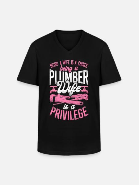 Plumbing Plumber Wife Husband - Men's V-Neck T-Shirt - black