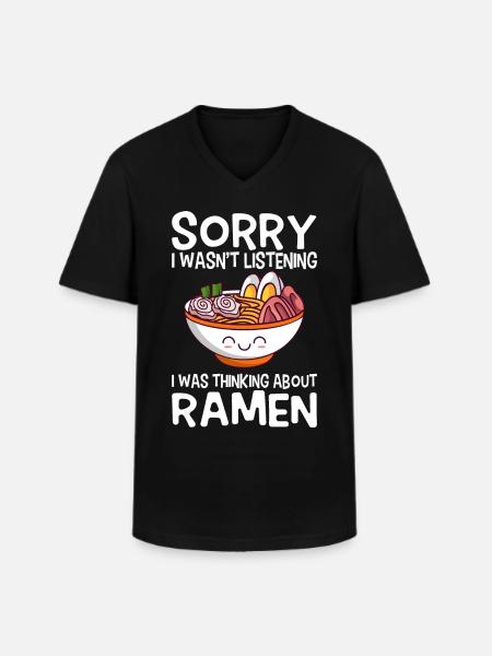 Kawaii Anime Japanese Korean Ramen Noodle Soup - Men's V-Neck T-Shirt - black