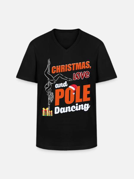 PoledancDancer, Pole Dancing Noël Love - T-shirt col V Homme - noir