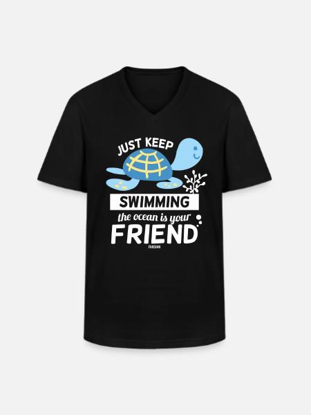 Turtle - Men's V-Neck T-Shirt - black