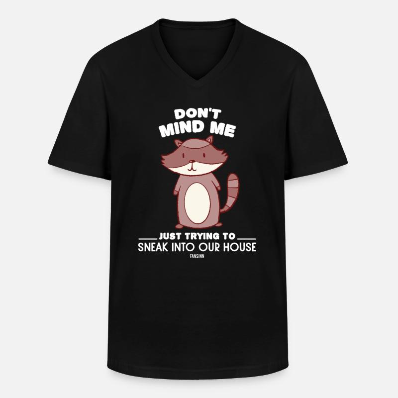 Waschbär - Männer-T-Shirt mit V-Ausschnitt - Schwarz