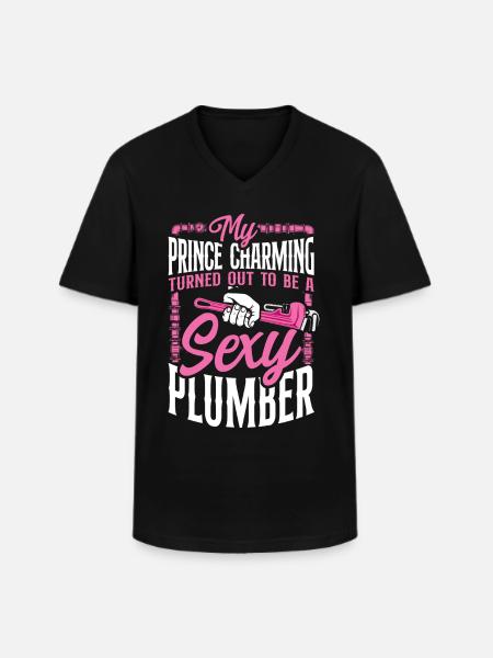 Plumbing Plumber My Prince - Men's V-Neck T-Shirt - black
