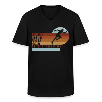 Laufen Jogging Rennen Marathon - Männer-T-Shirt mit V-Ausschnitt - Schwarz - Vorne - AI Model Male 178 dark (178cm)