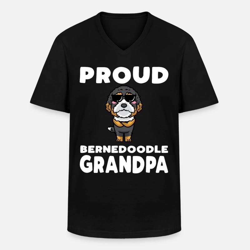 Bernedoodle Hund - Männer-T-Shirt mit V-Ausschnitt - Schwarz