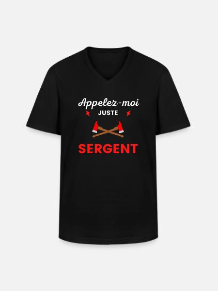 Appelez-moi sergent pompier - T-shirt col V Homme - noir