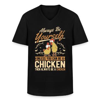 Poulets Élevage de poulets Éleveur de poulet - T-shirt col V Homme - noir - Devant - AI Model Male 178 dark (178cm)