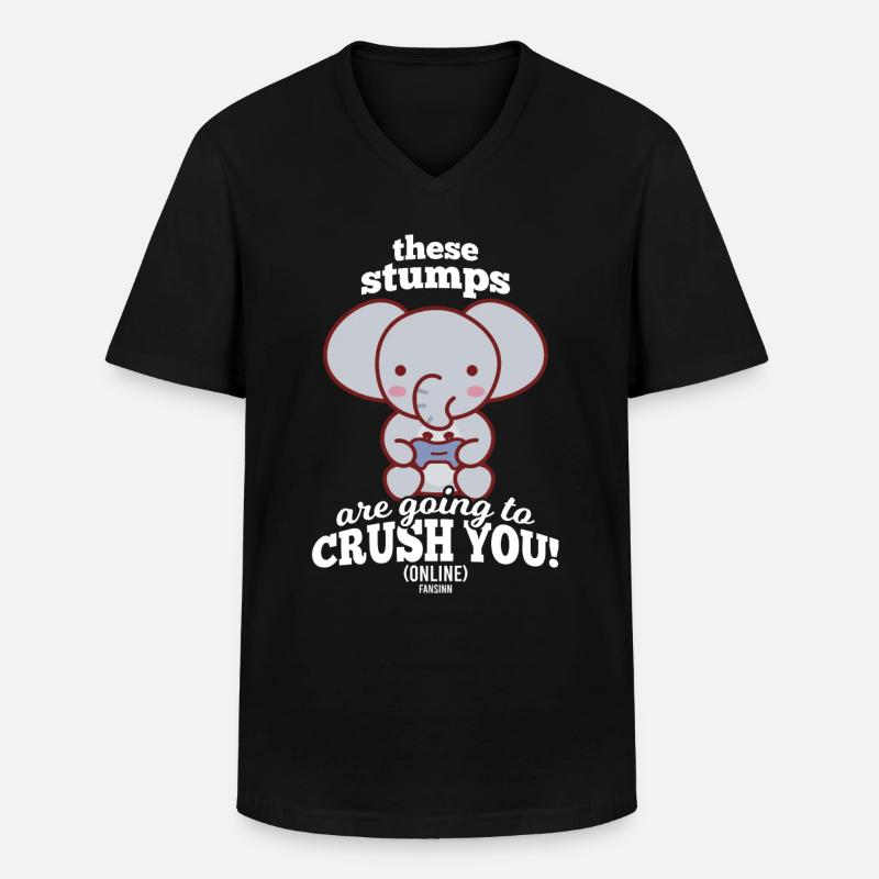 Elefant zockt Videospiele - Männer-T-Shirt mit V-Ausschnitt - Schwarz