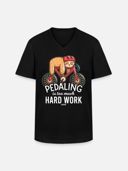 lazy sloth cycling - Men's V-Neck T-Shirt - black