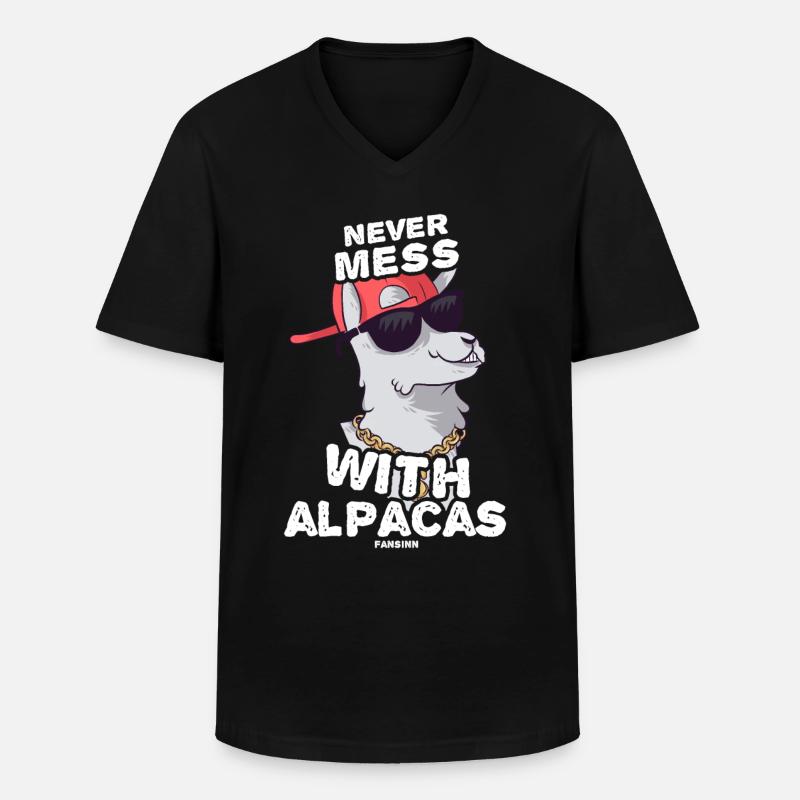 Never Mess With Alpacas - Männer-T-Shirt mit V-Ausschnitt - Schwarz