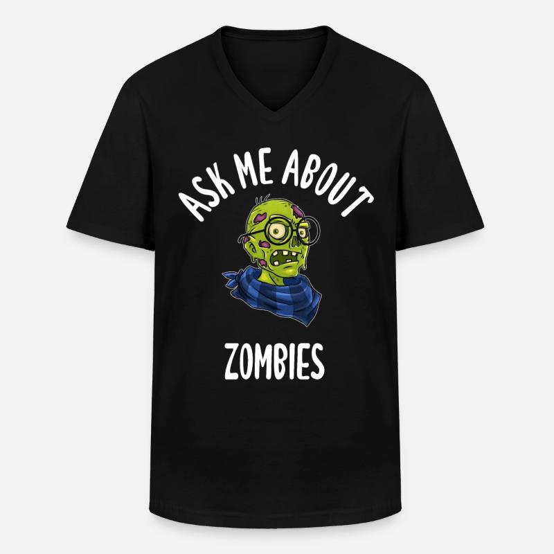Ask Me About Zombies - Männer-T-Shirt mit V-Ausschnitt - Schwarz