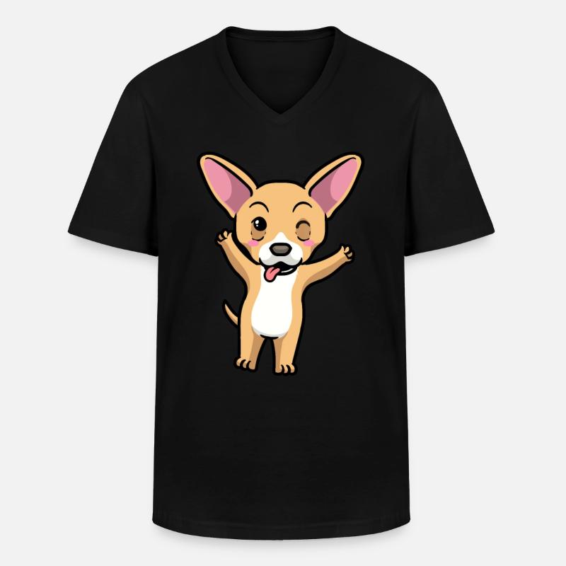 Chiweenie Hund Emoticon - Männer-T-Shirt mit V-Ausschnitt - Schwarz