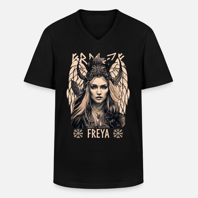 Dea vichinga Freya Shieldmaiden Mitologia celtica - Maglietta da uomo classica con scollo a V - nero