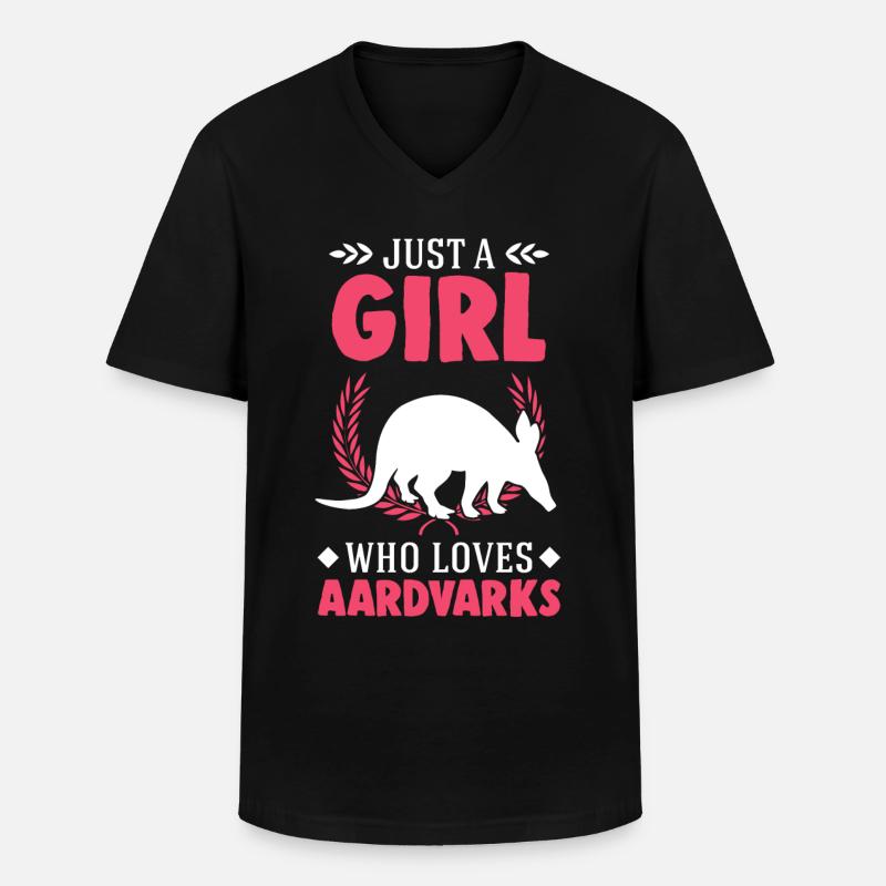Erdferkel Mädchen Aardvark - Männer-T-Shirt mit V-Ausschnitt - Schwarz
