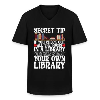 Bücher Lesen Bücherwurm Bibliothek - Männer-T-Shirt mit V-Ausschnitt - Schwarz - Vorne - AI Model Male 178 dark (178cm)