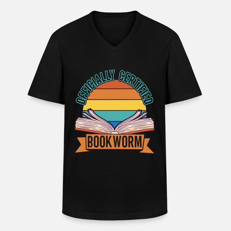 Bücher Lesen Bücherwurm - Männer-T-Shirt mit V-Ausschnitt - Schwarz