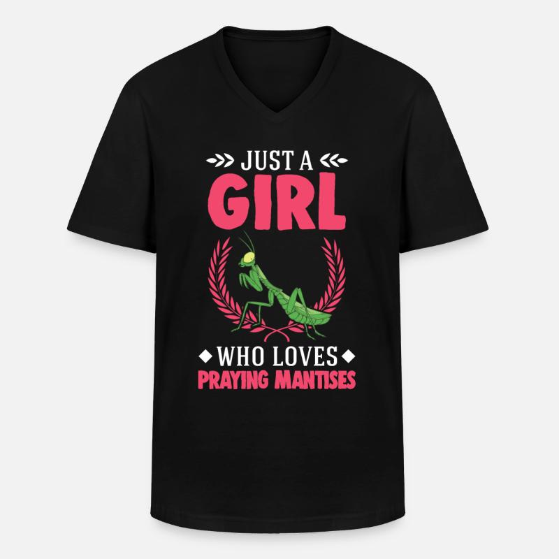 Gottesanbeterin Mädchen Mantis Fangschrecke - Männer-T-Shirt mit V-Ausschnitt - Schwarz