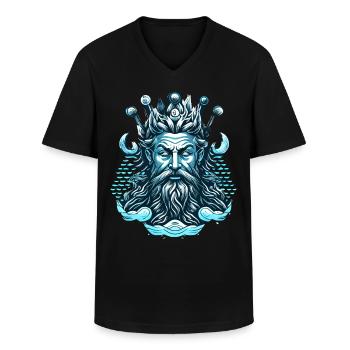 Poseidon Greek God Ancient Greece Mythology - Männer-T-Shirt mit V-Ausschnitt - Schwarz - Vorne - AI Model Male 178 dark (178cm)