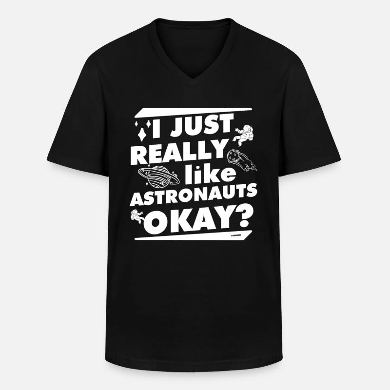 Astronauts Space Sciences Universe - Men's V-Neck T-Shirt - black