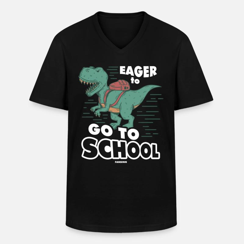 T-Rex Dinosaurier Schule - Männer-T-Shirt mit V-Ausschnitt - Schwarz