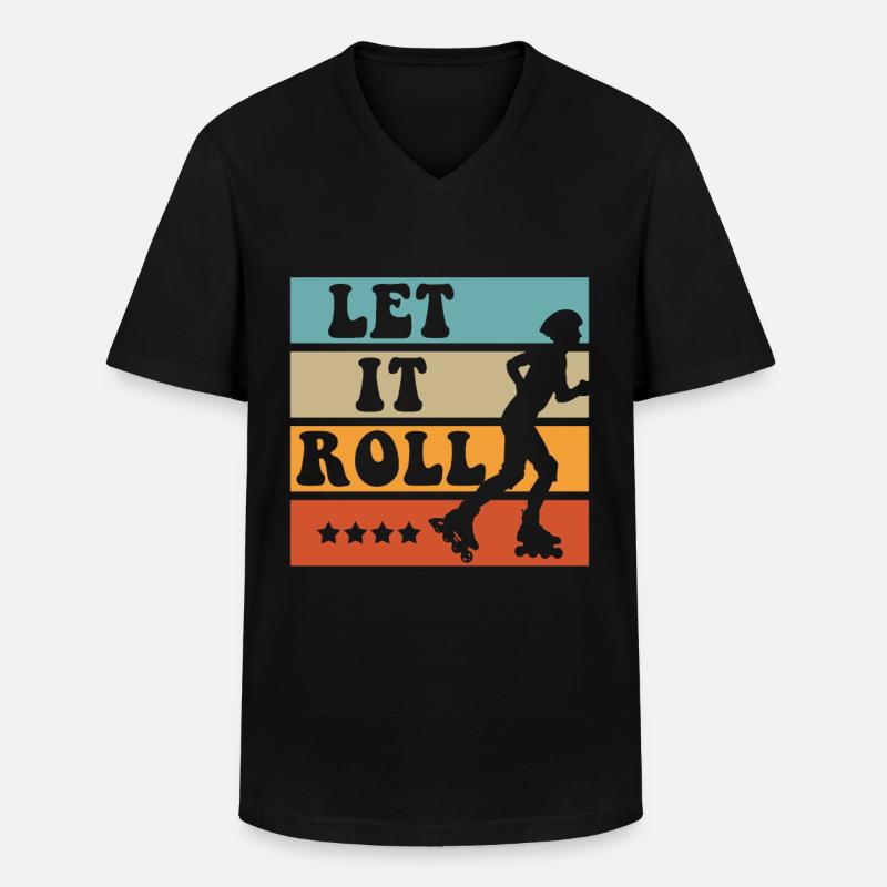 Inline Skater - Männer-T-Shirt mit V-Ausschnitt - Schwarz