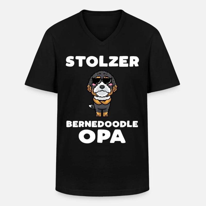 Bernedoodle Opa Hund Mit Sonnenbrille - Männer-T-Shirt mit V-Ausschnitt - Schwarz