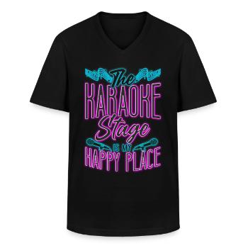 Karaoke Singer The Karaoke Stage - Men's V-Neck T-Shirt - black - Front - AI Model Male 178 dark (178cm)