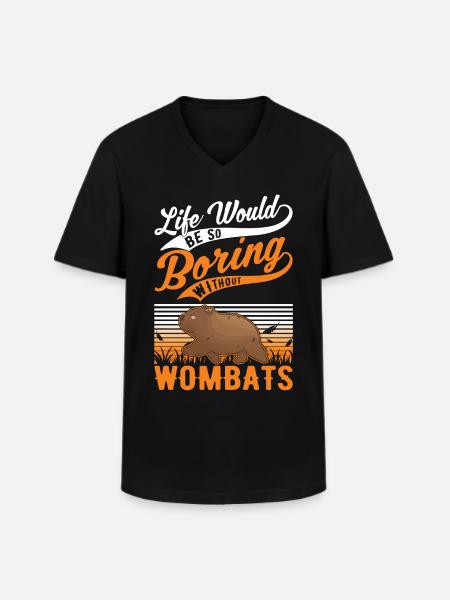 Wombat australien - T-shirt col V Homme - noir