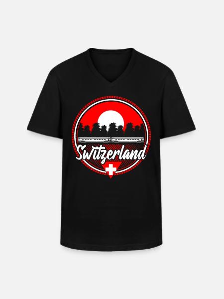 Switzerland Neutrality Flag Gift Idea - Men's V-Neck T-Shirt - black