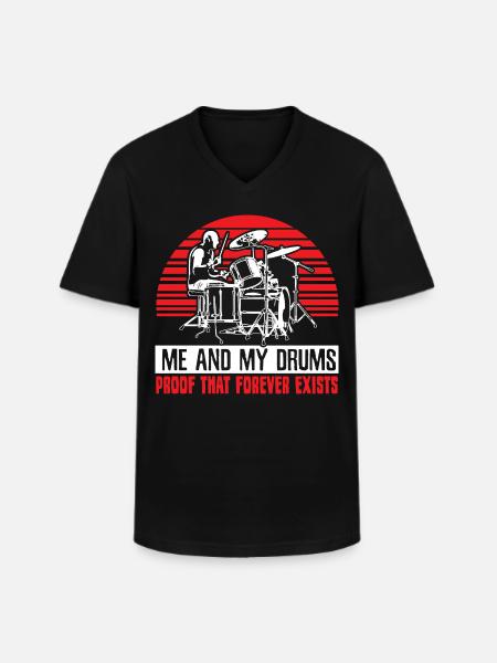 Drums Rock - Men's V-Neck T-Shirt - black