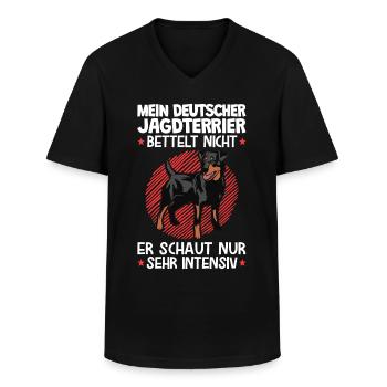 Mein Jagdterrier bettelt nicht Jagdhund - Männer-T-Shirt mit V-Ausschnitt - Schwarz - Vorne - AI Model Male 178 dark (178cm)