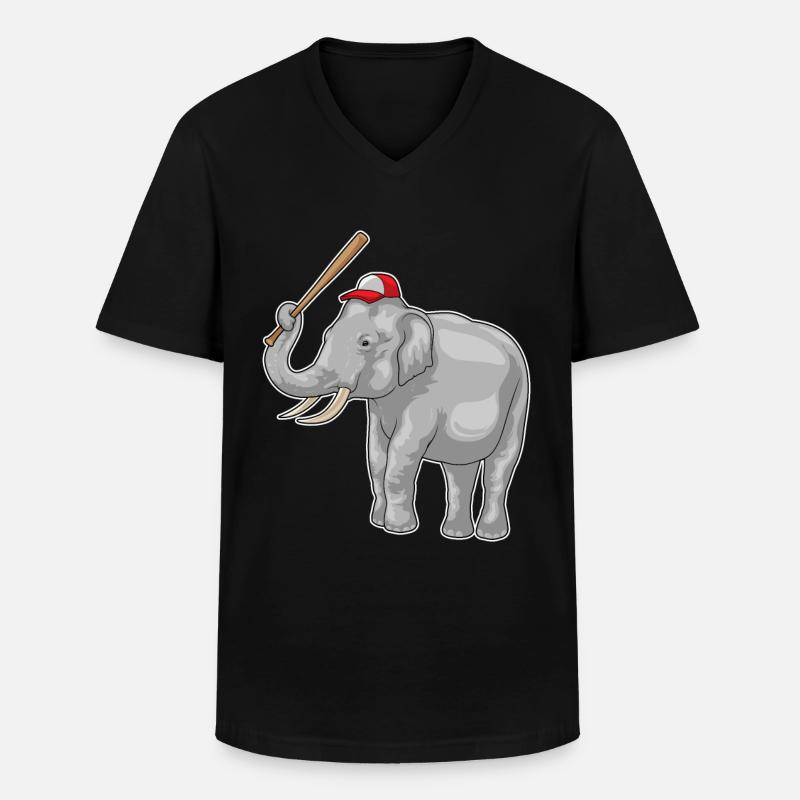 Elefant Baseballschläger Baseball - Männer-T-Shirt mit V-Ausschnitt - Schwarz