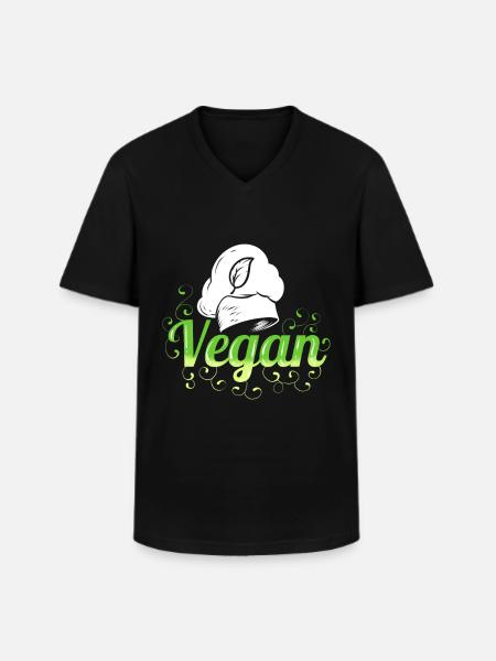 Chef's Hat - Cooking Vegan - Männer-T-Shirt mit V-Ausschnitt - Schwarz