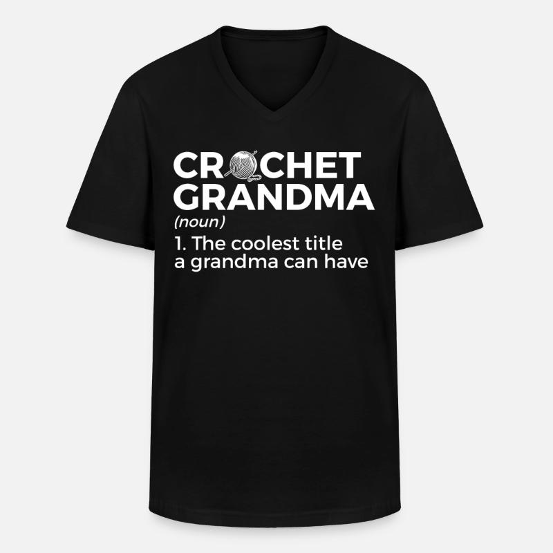 Häkeln - Männer-T-Shirt mit V-Ausschnitt - Schwarz
