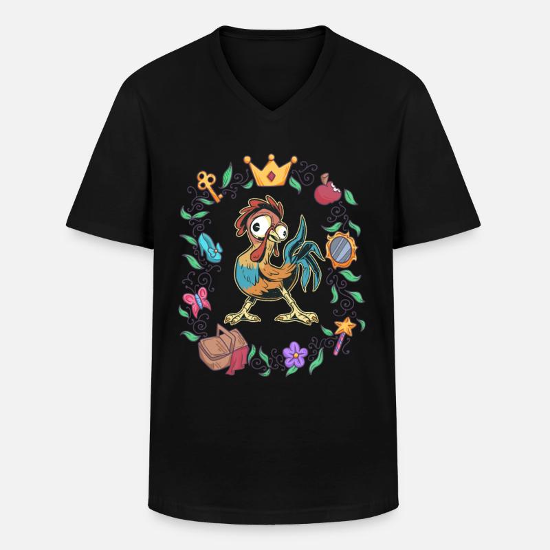 Hahn liebt Märchen - Männer-T-Shirt mit V-Ausschnitt - Schwarz