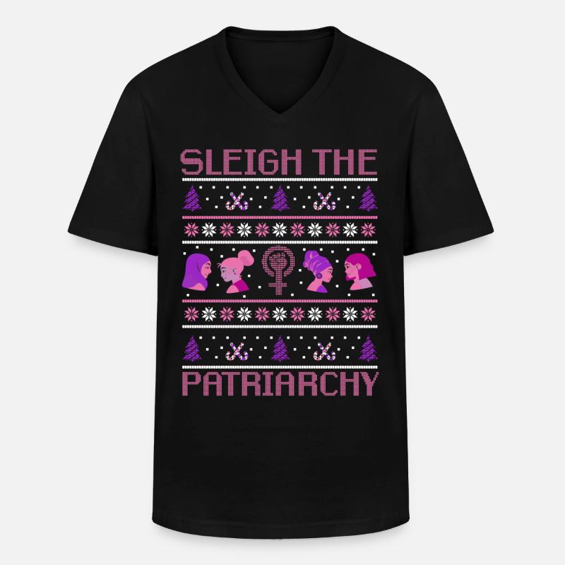 Sleigh The Patriarchy - Männer-T-Shirt mit V-Ausschnitt - Schwarz
