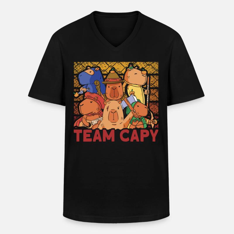 eam Capy - Männer-T-Shirt mit V-Ausschnitt - Schwarz