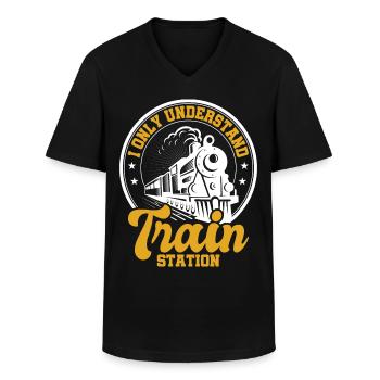 Train Modellbauer, Modelllokomitive Lok Lokomotive - T-shirt col V Homme - noir - Devant - AI Model Male 178 dark (178cm)