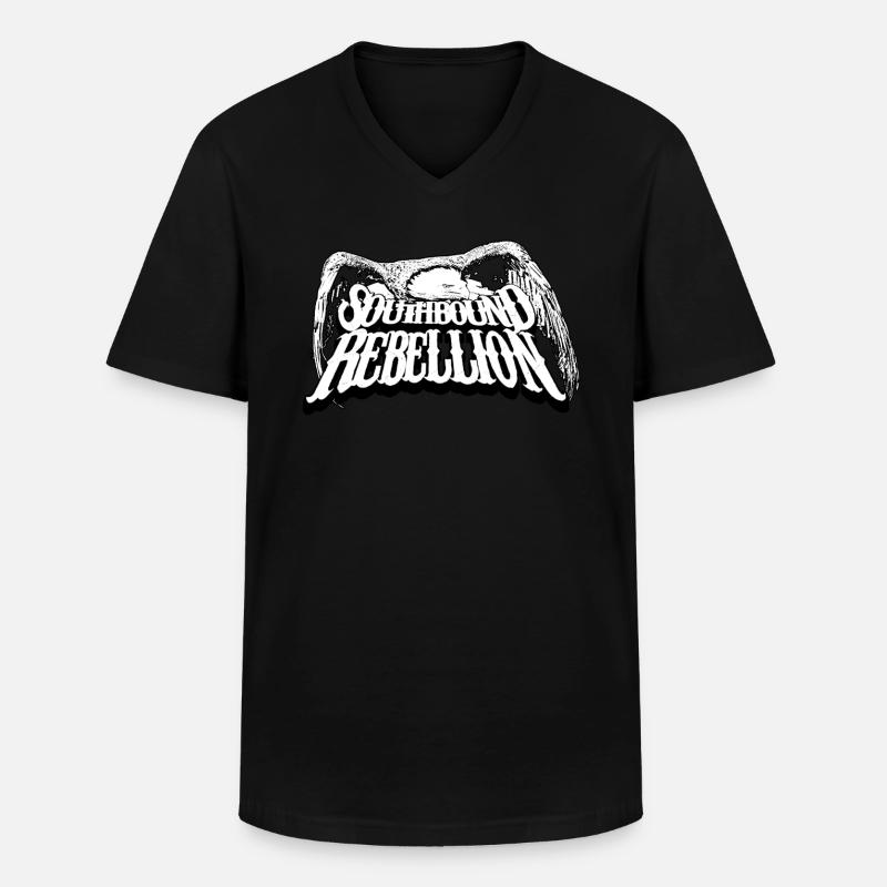 Freebird B/W - Männer-T-Shirt mit V-Ausschnitt - Schwarz