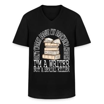 Autor Schreiber - Männer-T-Shirt mit V-Ausschnitt - Schwarz - Vorne - AI Model Male 178 dark (178cm)