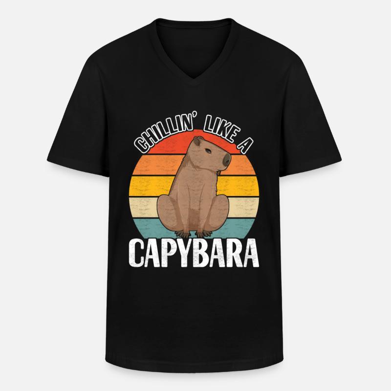 Capybara - Männer-T-Shirt mit V-Ausschnitt - Schwarz