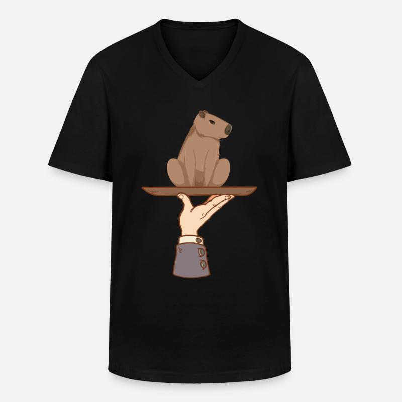 Capybara - Männer-T-Shirt mit V-Ausschnitt - Schwarz