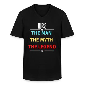 L’homme Le mythe La légende INFIRMIÈRE - T-shirt col V Homme - noir - Devant - AI Model Male 178 dark (178cm)