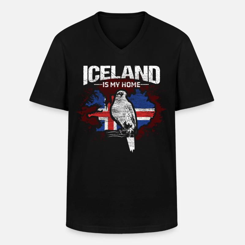 Island Wikinger Herkunft - Männer-T-Shirt mit V-Ausschnitt - Schwarz