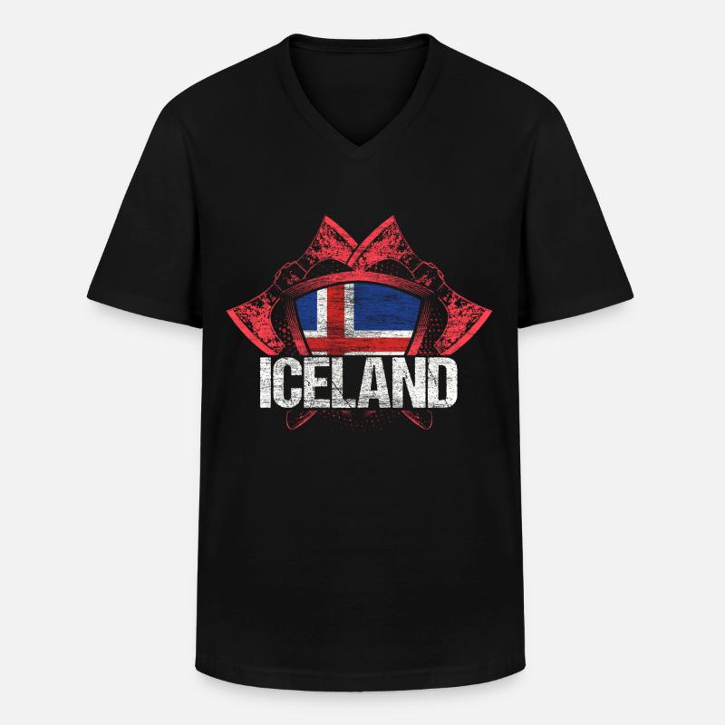 Island Vulkaninsel Herkunft Geschenk - Männer-T-Shirt mit V-Ausschnitt - Schwarz