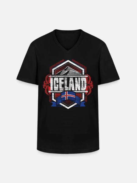 Islande Nordic Pride - T-shirt col V Homme - noir
